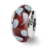 Blue Hand-blown Glass Bead - Sterling Silver QRS697, MPN: QRS697, 883957726076