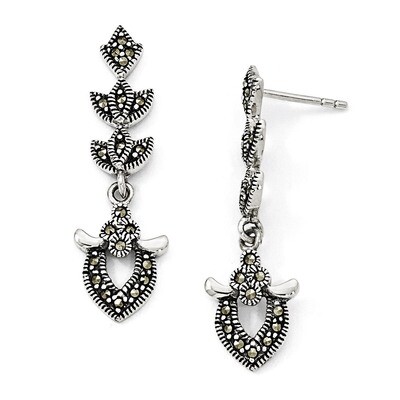 Marcasite Post Dangle Earrings Sterling Silver QE11087