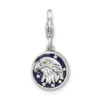 Antique Enamel Swarovski Crystal Rvrsble American Flag Eagle Sterling Silver QCC1264, MPN: QCC1264,