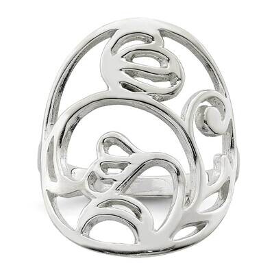 Wavy Design Ring Sterling Silver Polished QR7228, MPN: QR7228,