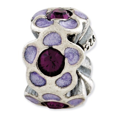 Purple Swarovski Elements Enamel Bead - Sterling Silver QRS2791, MPN: QRS2791, 883957013800