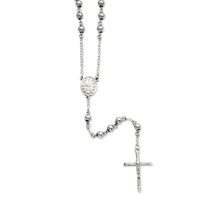 6mm Bead Rosary Necklace - Stainless Steel SRN809 by Chisel, MPN: SRN809, 886774622842