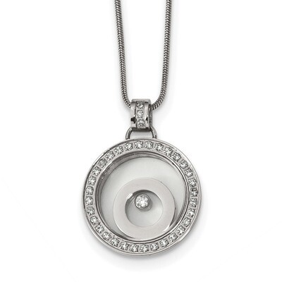 CZ Floating Glass Circles Necklace Stainless Steel SRN2272-18 by Chisel, MPN: SRN2272-18, 191101560…