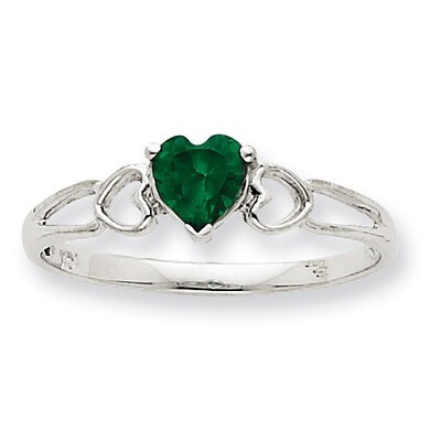 Polished Geniune Emerald Birthstone Ring 10k White Gold 10XBR170, MPN: 10XBR170, 191101091322