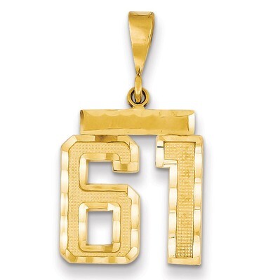 Number 61 Charm 14k Gold Medium Diamond-cut  MN61, MPN: MN61, 883957139548