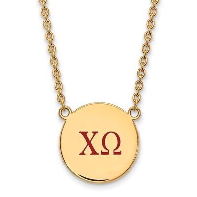 Chi Omega Small Enameled Pendant with 18 Inch Chain Gold-plated Silver GP028CHO-18, MPN: GP028CHO-1…