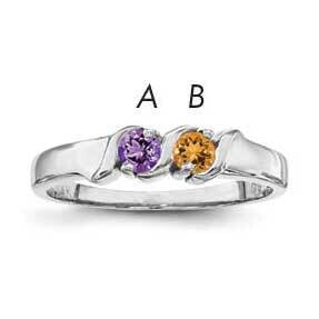 Synthetic 2 Stone Mother&#39;s Ring Sterling Silver Rhodium-plated XMR11/2SS-10, MPN: XMR11/2SS-10, 883…