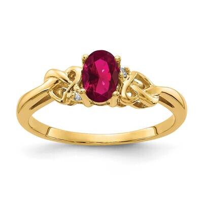 14K 6x4mm Oval Ruby Aa Diamond Ring Created Y4690CR/AA, MPN: Y4690CR_AA, 883957582580