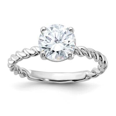 1 3/4ct. D E F Pure Light Round Twisted Moissanite Solitaire Ring 14k White Gold RM6798-150-WMP, MP…