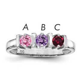 Synthetic 3 Stone Mother&#39;s Ring Sterling Silver Rhodium-plated XMR6/3SS-10, MPN: XMR6_3W--6, 883957…