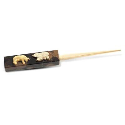 Stock Market Tiger Eye Marble Gold-plated Letter Opener GM21425, MPN: GM21425, 797140360100