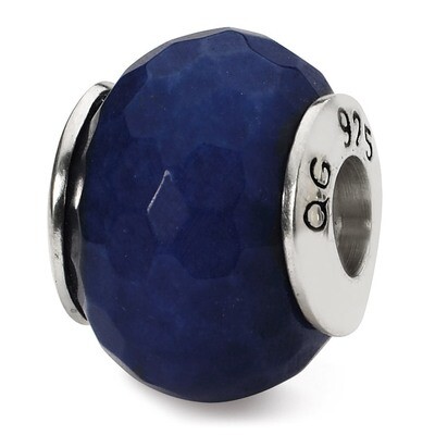 Dark Blue Quartz Stone Bead - Sterling Silver QRS1667, MPN: QRS1667, 883957308715