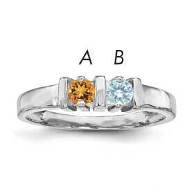 Synthetic 2 Stone Mother&#39;s Ring Sterling Silver Rhodium-plated XMR6/2SS-10, MPN: XMR6/2SS-10, 88395…