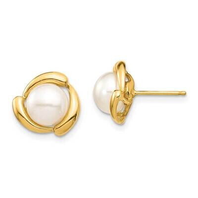 7-8mm Yellow Button Freshwater Cultured Pearl Post Earrings 14k Gold XF694E, MPN: XF694E, 883957627…