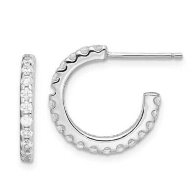J-Hoop Earrings Sterling Silver Rhodium-plated CZ Diamond QE14767, MPN: QE14767, 886774110585