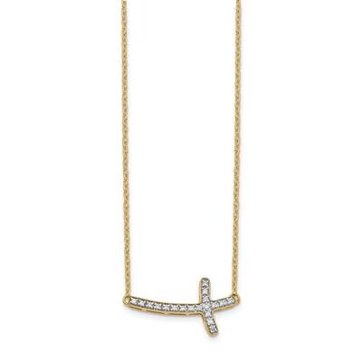 Sideways Cross 18 Inch Necklace 14k Gold Diamond PM4691-010-YA, MPN: PM4691-010-YA, 883957298559