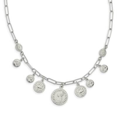 Coin with 2 Inch Extender Necklace 16 Inch Sterling Silver Rhodium-Plated Polished QG5992-16, MPN: …