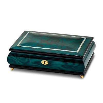 Walnut Burl Veneer with Mother of Pearl Inlay Music Box Plays Waltz of the Flo by Jere, MPN: JMB355…