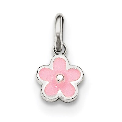 Pink Enamel Kid&#39;S Flower Pendant Sterling Silver QP4077, MPN: QP4077, 191101469510