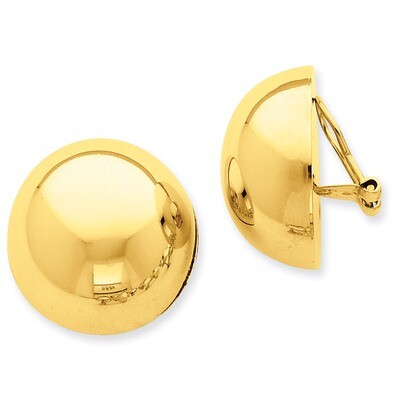 Omega Clip 24mm Half Ball Non-pierced Earrings 14k Gold H895, MPN: H895, 658226125566