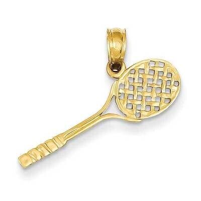 3-Dimensional Tennis Racquet Pendant 14k Gold Solid Polished D1441, MPN: D1441, 637218020409