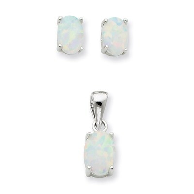Opal Pendant &amp; Earrings Set Sterling Silver QST204, MPN: QST204, 191101285561