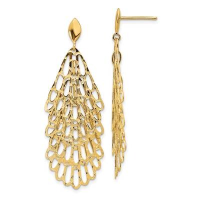 Leslie&#39;s Textured Post Dangle Earrings 14k Gold Polished HB-LE1993, MPN: LE1993, 191101978708