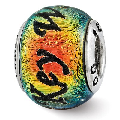 Key WeSaint Orange Dichroic Glass Bead - Sterling Silver QRS3111, MPN: QRS3111, 886774967844