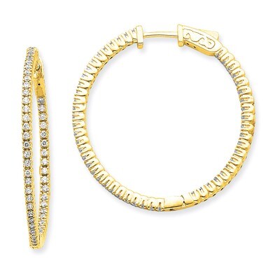 Diamond Round Hoop with Safety Clasp Earrings 14k Gold XE1985AA, MPN: XE1985AA, 191101380792