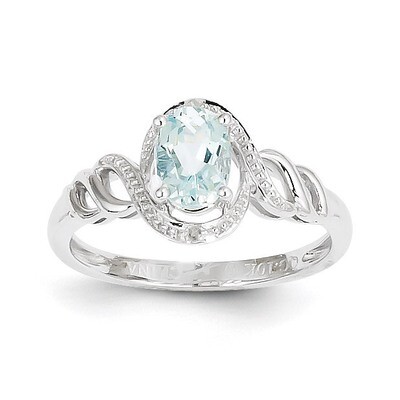 Aquamarine Diamond Ring 10k White Gold 10XB312, MPN: 10XB312, 883957585888