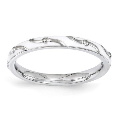 White Enamel Ring - Sterling Silver QSK1505, MPN: QSK1505, 886774205748