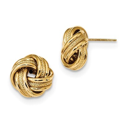 Textured Triple Love Knot Post Earrings 14k Gold Polished TL1059, MPN: TL1059, 191101058189