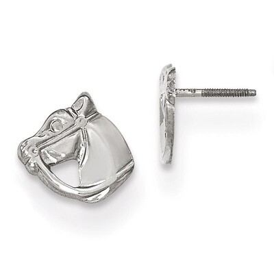 Madi K Screwback Horse Post Earrings 14k white Gold GK884, MPN: GK884, 191101366642