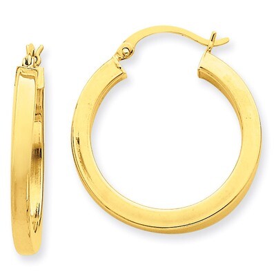 3mm Polished Square Hoop Earrings 14k Gold TE537, MPN: TE537, 883957290973