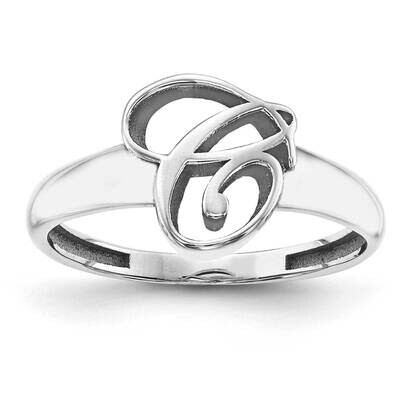 High Polish Initial Ring 14k White Gold Casted XNR65W, MPN: XNR65W, 196904018941