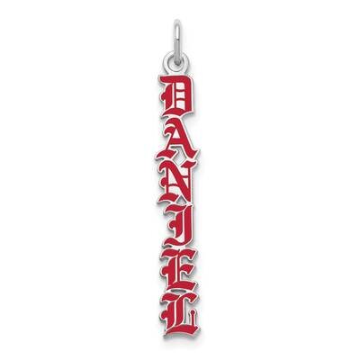 English Towne Font Vertical Name Plate with Epoxy Charm Sterling Silver Rhodium-plated XNA1173SS, M…