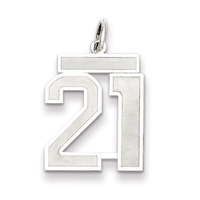 Pendant Number 21 Satin Sterling Silver Medium QPM21, MPN: QPM21, 883957126463