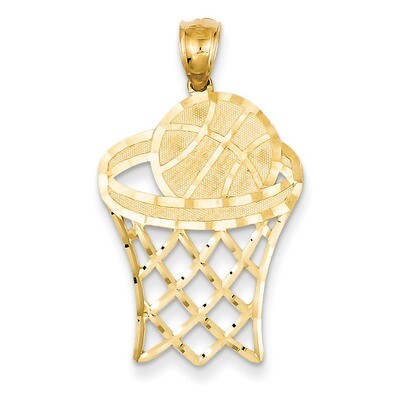 Basketball in Hoop Diamond Cut Pendant 14k Gold C3584, MPN: C3584, 886774089423