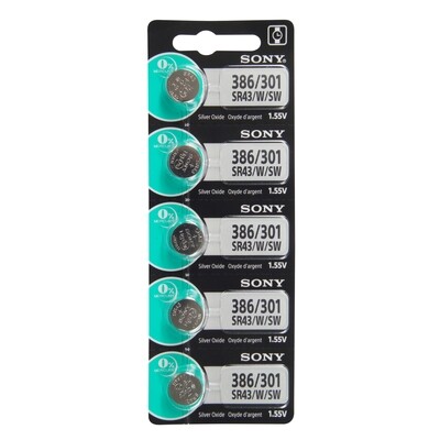 Type 386/301 SONY Watch Battery Tear Strip Pack of 5 SWB386, MPN: SWB386, 8562020009