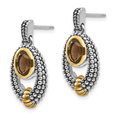 Smokey Quartz Earrings Sterling Silver with Gold-tone Flash Gold-plated QTC19, MPN: QTC19, 74232312…