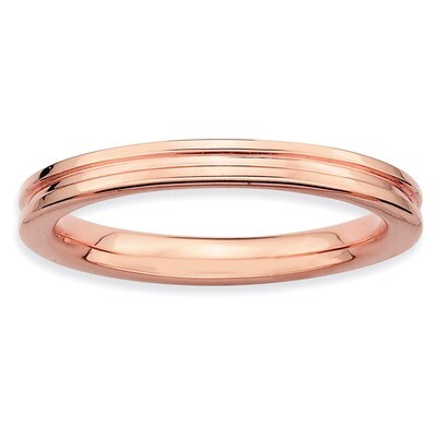 Pink-plated Grooved Ring - Sterling Silver QSK228, MPN: QSK228, 886774215259