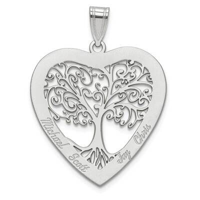 Laser Polished Family Tree Heart Pendant 10k White Gold 10XNA668W, MPN: 10XNA668W,