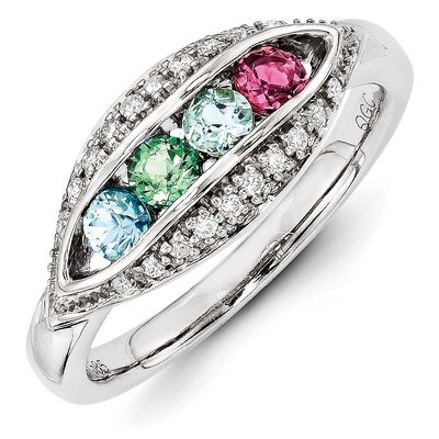 4 Birthstones Family Jewelry Diamond Semi-Set Ring 14k White Gold XMRW32/4, MPN: XMRW32/4, 88395749…