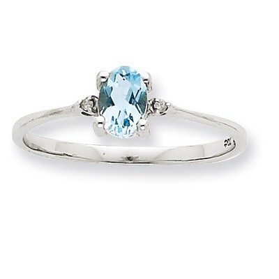Polished Geniune Diamond &amp; Aquamarine Birthstone Ring 10k White Gold 10XBR216, MPN: 10XBR216, 19110…