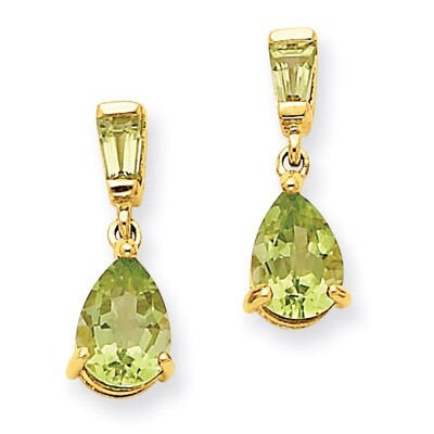 Peridot Dangle Post Earrings 14k Gold XE1700PE, MPN: XE1700PE, 883957858081