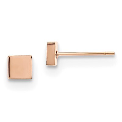 Rose IP-plated Square Post Earrings Stainless Steel Polished SRE1180 by Chisel, MPN: SRE1180, 19110…