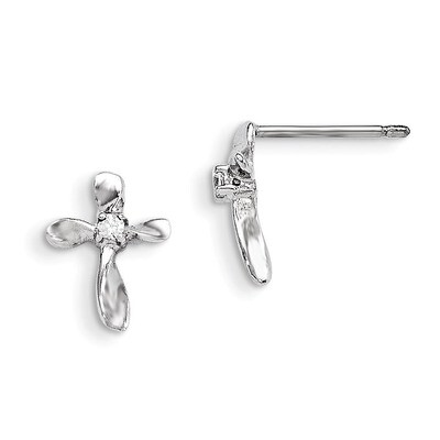 Cubic Zirconia Cross Post Earrings Sterling Silver QE8813, MPN: QE8813, 886774558165