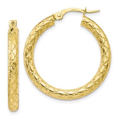 Leslie&#39;s Textured Hinged Hoop Earrings 10k Gold Polished HB-10LE272, MPN: 10LE272, 191101643705