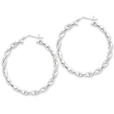 Twist 45mm Hoop Earrings Sterling Silver Rhodium-plated QE6759, MPN: QE6759, 883957542751