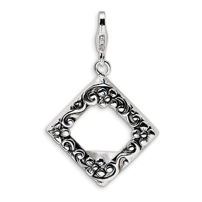 2-D Antiqued Photo Charm Sterling Silver QCC163 by Amore La Vita, MPN: QCC163, 883957331201